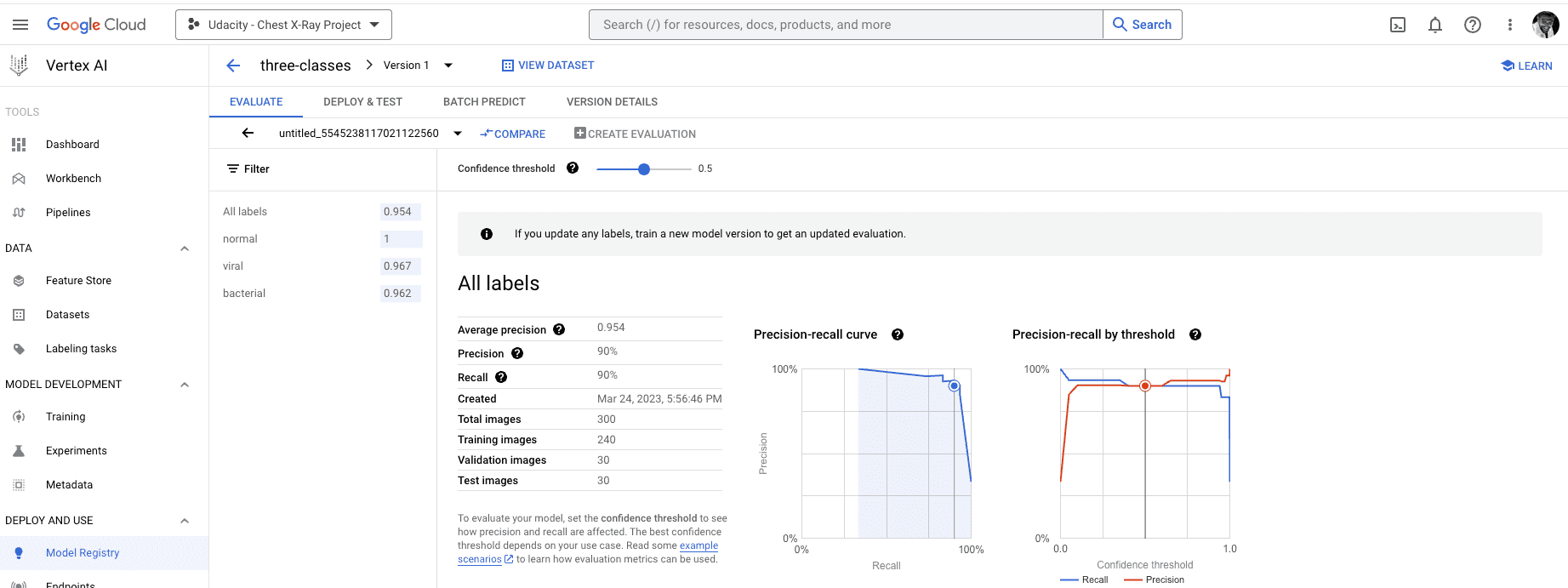 AI/ML models using Google Vertex AI Console