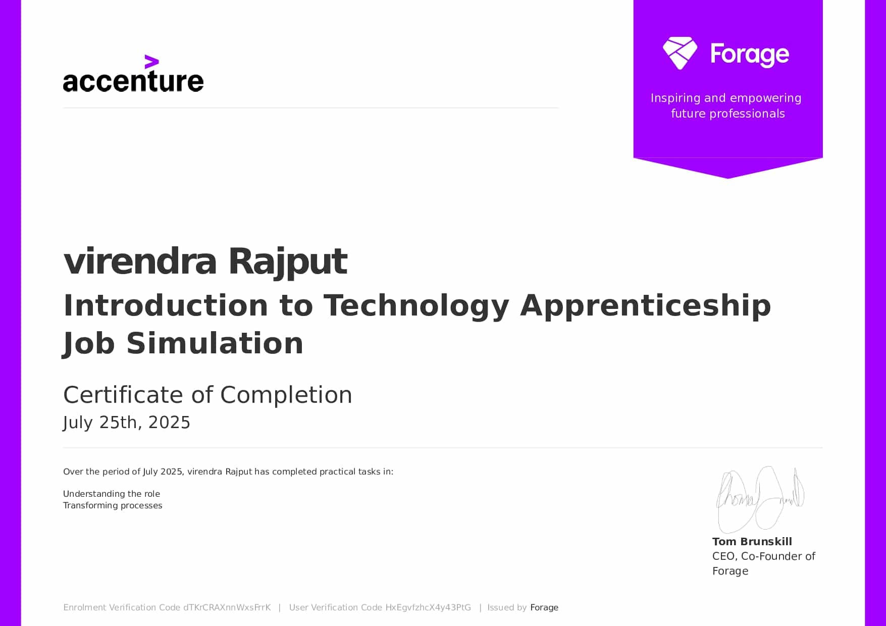 Introduction to Technology Apprenticeship Job Simulation
