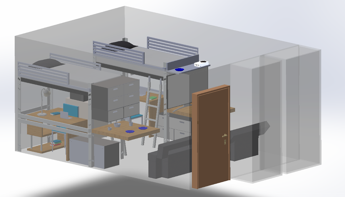 Modular Dorm Room Design for Space Efficiency