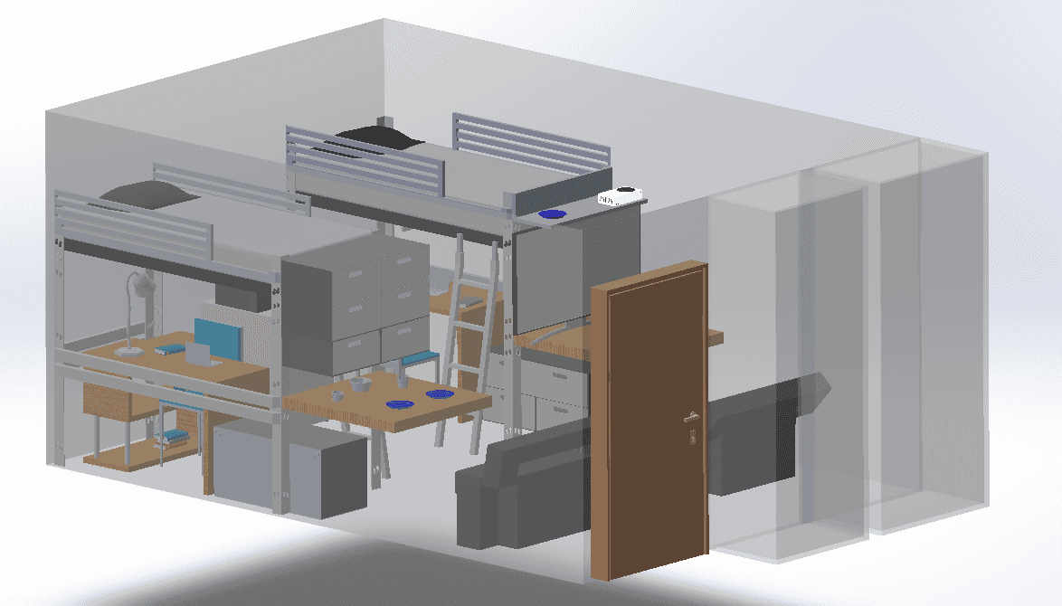 Modular Dorm Room Design for Space Efficiency