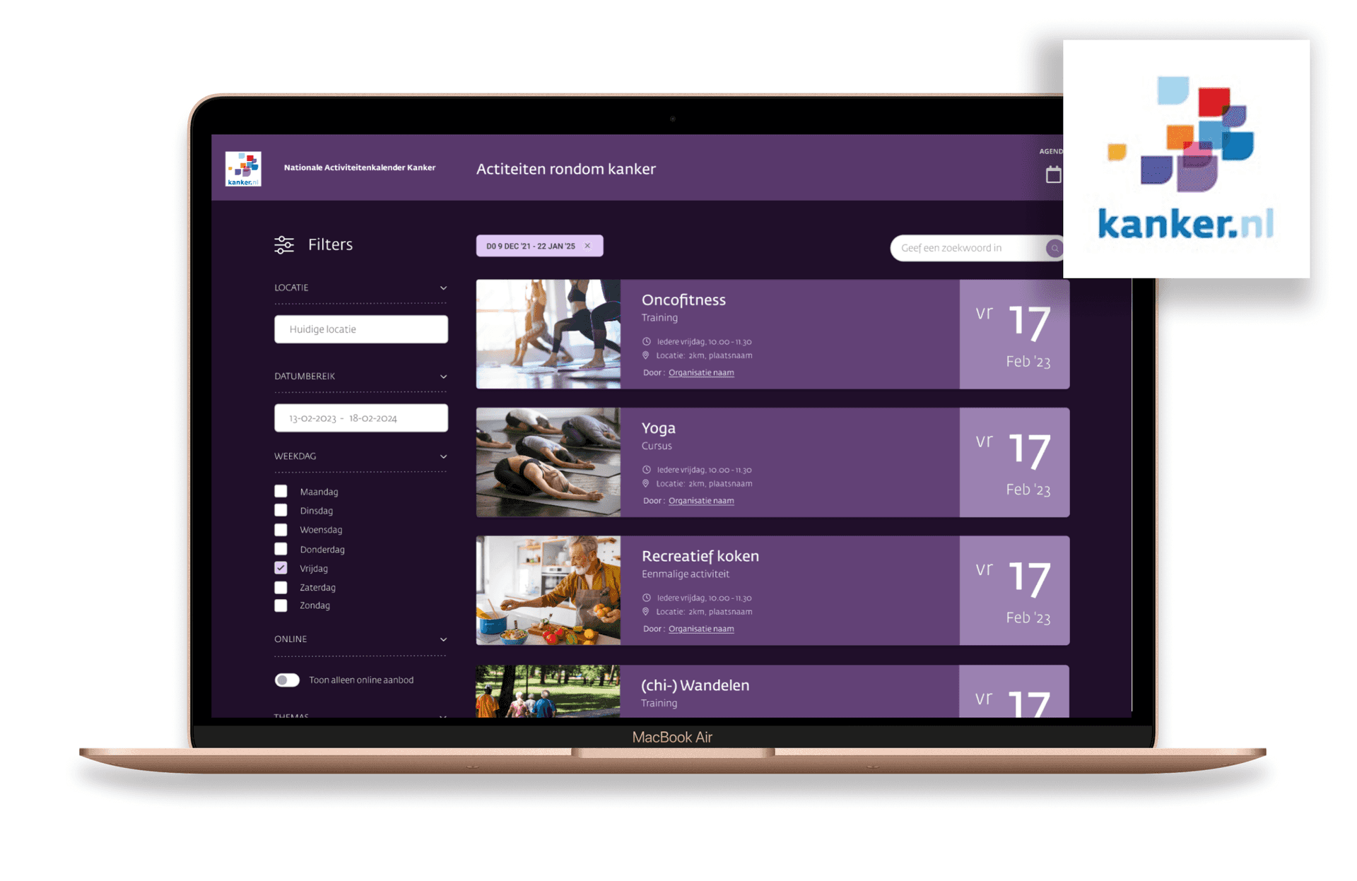 Acitiviteitenkalender voor kanker.nl maakt verschil in bijhouden van gegevens