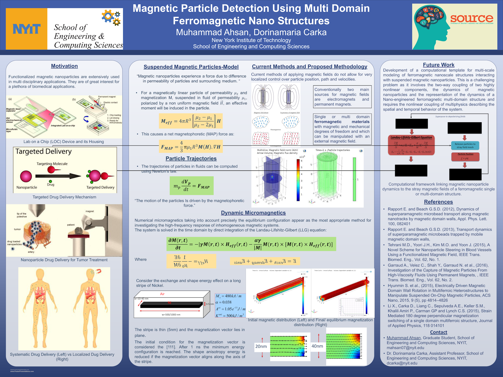 Magnetic Particle Detection Using Multi Domain Ferromagnetic Nano Structures