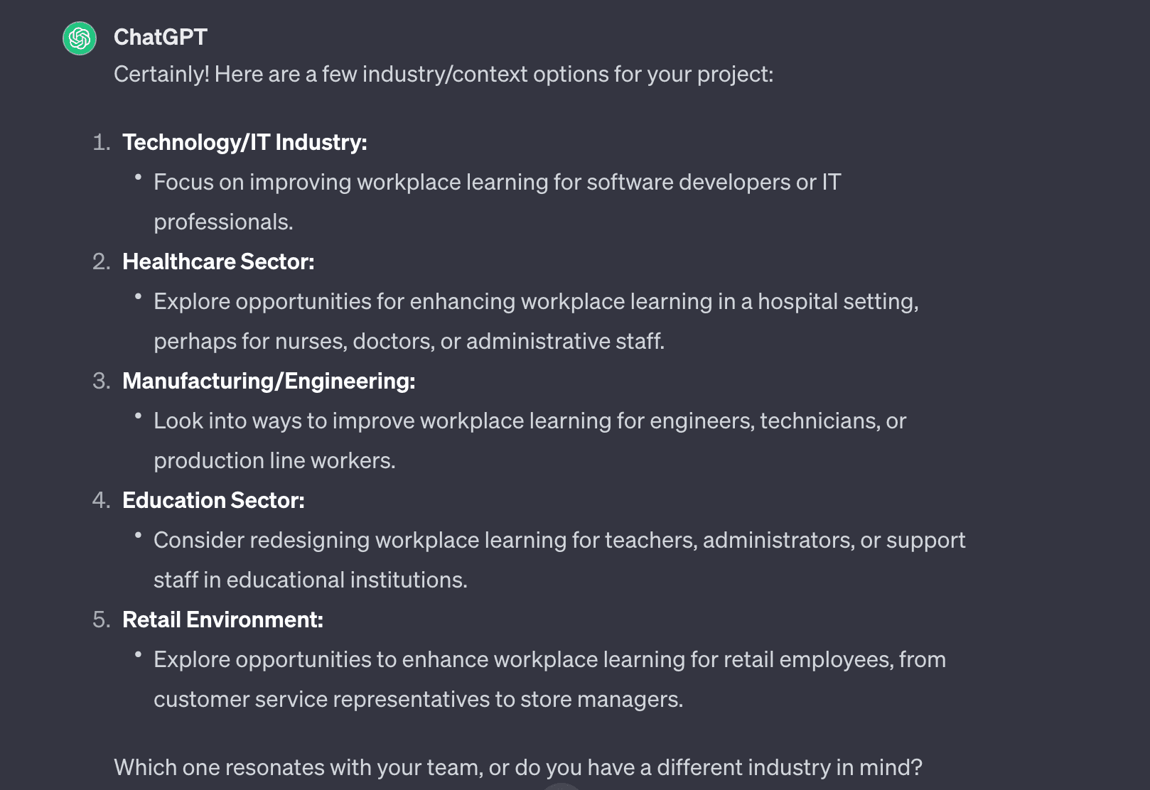 AI teammate for brainstorming and scoping project